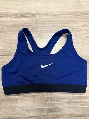 Nike Pro Royal Blue & Black Racerback Sports Bra with White Swoosh Women Small